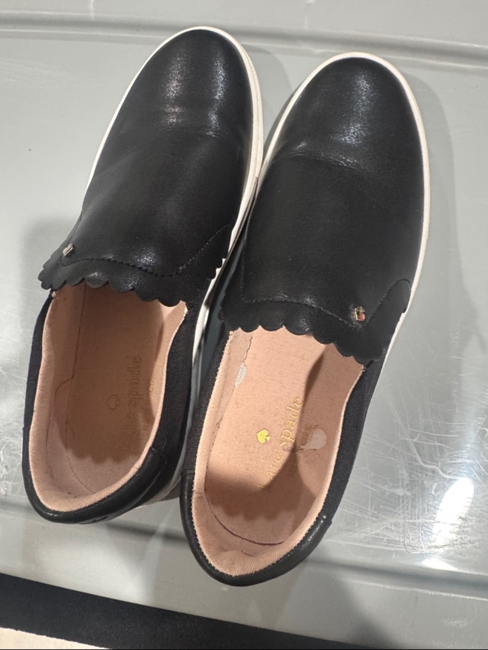 kate spade Black Scallop-Trim Slip-On Sneakers - Picture 3 of 4